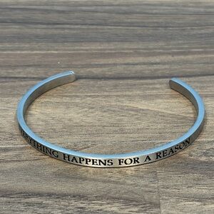 RCI CN Stainless Steel Everything Happens For A  Reason Cuff Bangle Bracelet